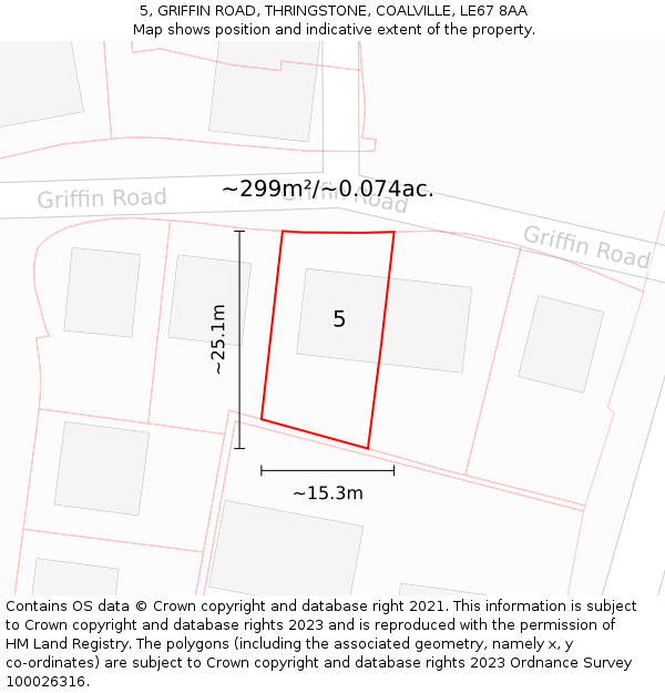 5, GRIFFIN ROAD, THRINGSTONE, COALVILLE, LE67 8AA: Plot and title map