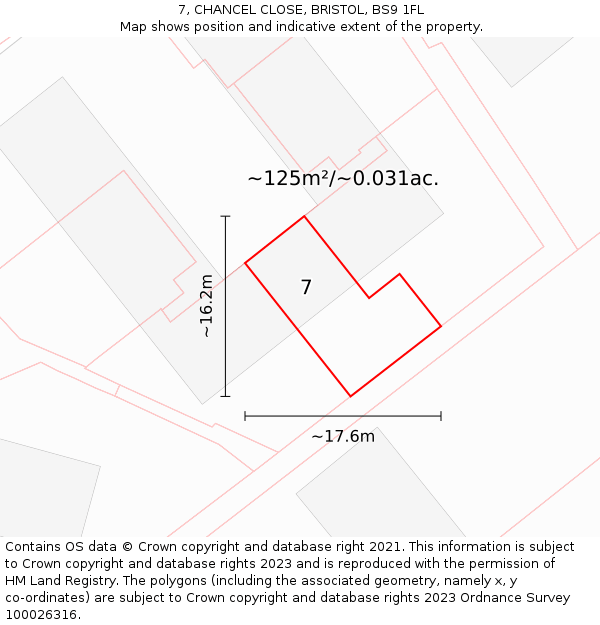 7, CHANCEL CLOSE, BRISTOL, BS9 1FL: Plot and title map
