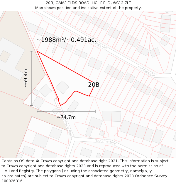 20B, GAIAFIELDS ROAD, LICHFIELD, WS13 7LT: Plot and title map