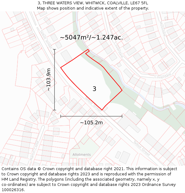 3, THREE WATERS VIEW, WHITWICK, COALVILLE, LE67 5FL: Plot and title map