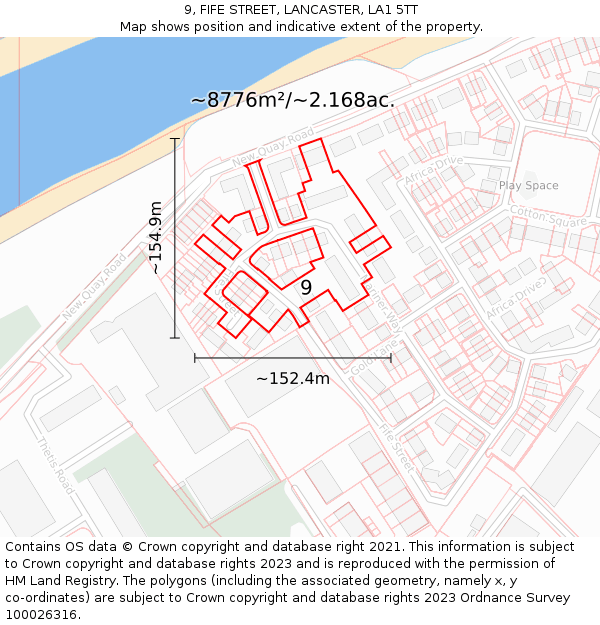 9, FIFE STREET, LANCASTER, LA1 5TT: Plot and title map