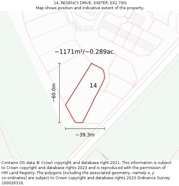 14, REGENCY DRIVE, EXETER, EX2 7SN: Plot and title map