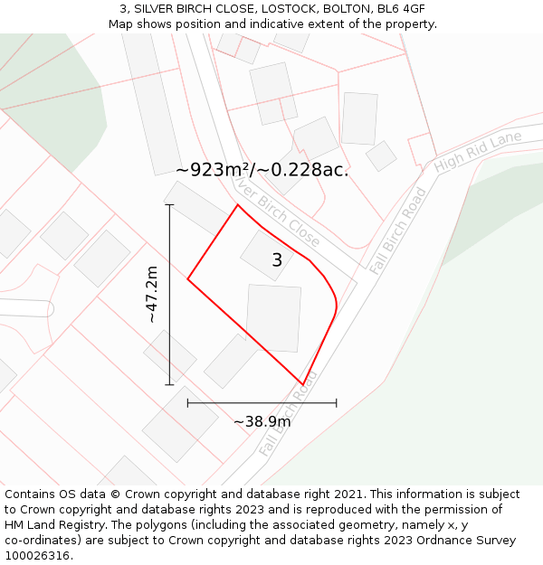 3, SILVER BIRCH CLOSE, LOSTOCK, BOLTON, BL6 4GF: Plot and title map