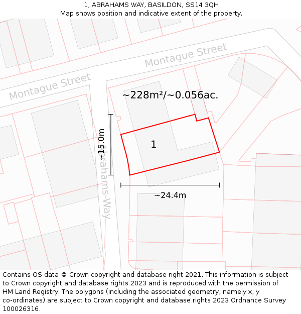 1, ABRAHAMS WAY, BASILDON, SS14 3QH: Plot and title map