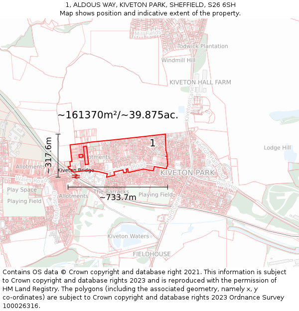 1, ALDOUS WAY, KIVETON PARK, SHEFFIELD, S26 6SH: Plot and title map