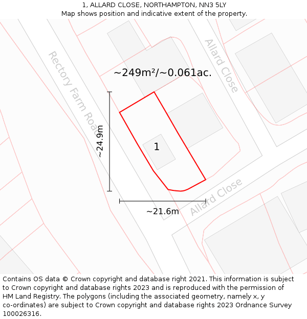 1, ALLARD CLOSE, NORTHAMPTON, NN3 5LY: Plot and title map
