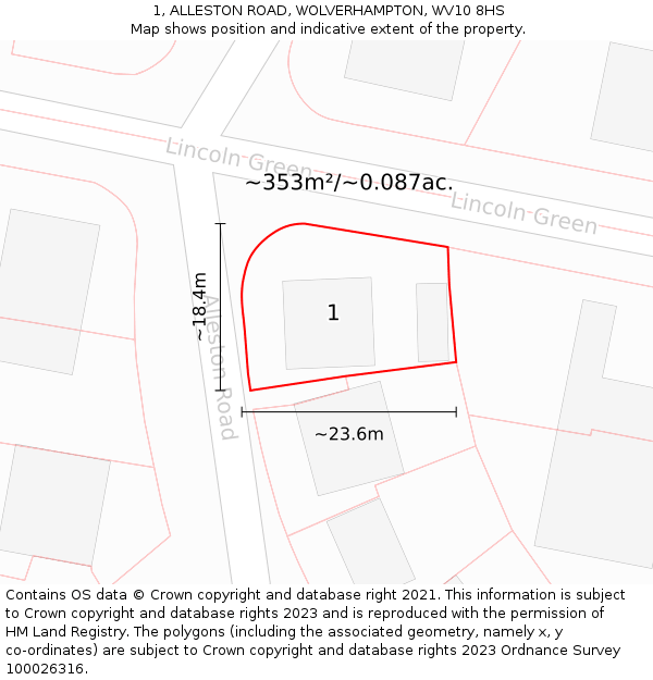 1, ALLESTON ROAD, WOLVERHAMPTON, WV10 8HS: Plot and title map