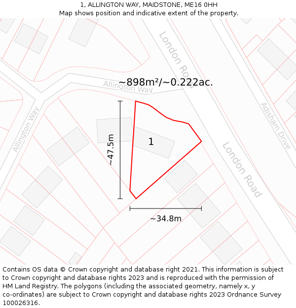 1, ALLINGTON WAY, MAIDSTONE, ME16 0HH: Plot and title map