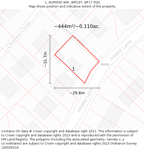 1, ALMOND WAY, BATLEY, WF17 0QG: Plot and title map