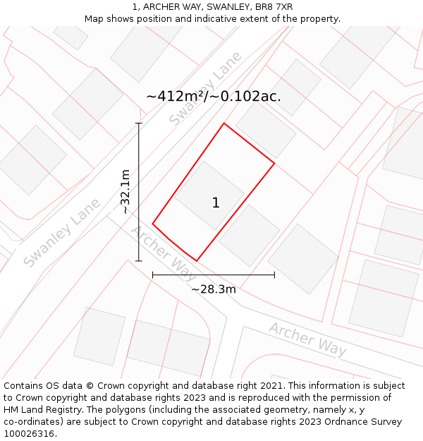1, ARCHER WAY, SWANLEY, BR8 7XR: Plot and title map