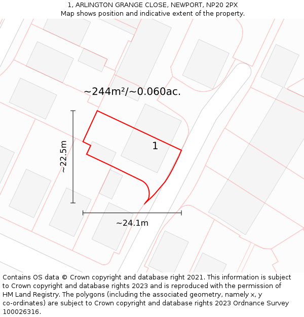 1, ARLINGTON GRANGE CLOSE, NEWPORT, NP20 2PX: Plot and title map