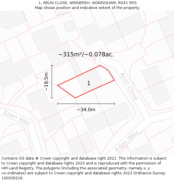 1, ARUN CLOSE, WINNERSH, WOKINGHAM, RG41 5PG: Plot and title map