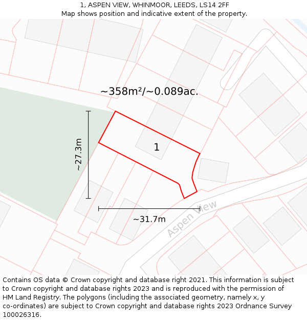 1, ASPEN VIEW, WHINMOOR, LEEDS, LS14 2FF: Plot and title map