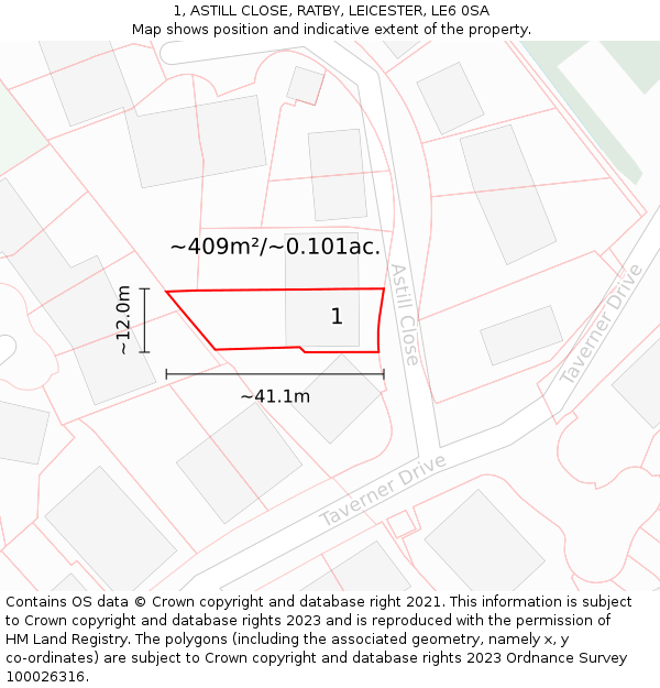1, ASTILL CLOSE, RATBY, LEICESTER, LE6 0SA: Plot and title map