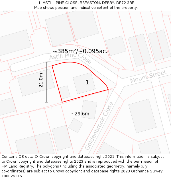1, ASTILL PINE CLOSE, BREASTON, DERBY, DE72 3BF: Plot and title map