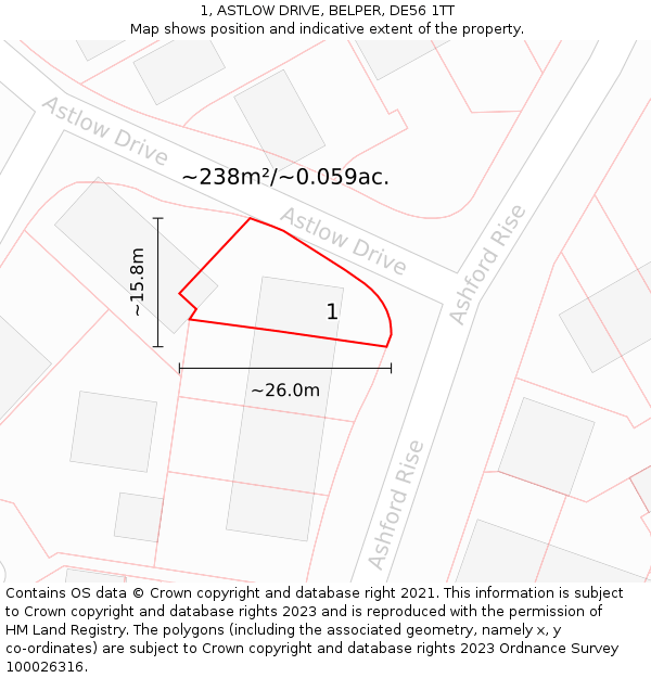 1, ASTLOW DRIVE, BELPER, DE56 1TT: Plot and title map