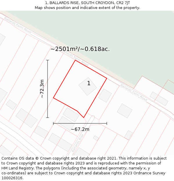 1, BALLARDS RISE, SOUTH CROYDON, CR2 7JT: Plot and title map