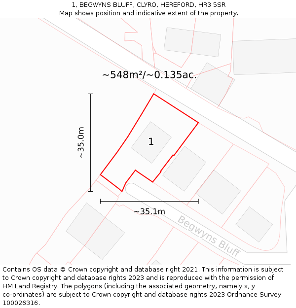 1, BEGWYNS BLUFF, CLYRO, HEREFORD, HR3 5SR: Plot and title map