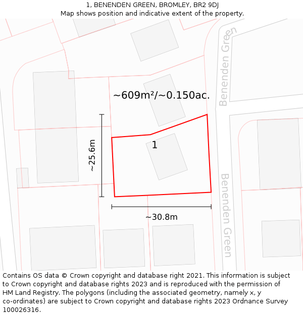 1, BENENDEN GREEN, BROMLEY, BR2 9DJ: Plot and title map