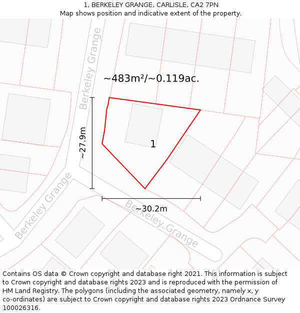 1, BERKELEY GRANGE, CARLISLE, CA2 7PN: Plot and title map