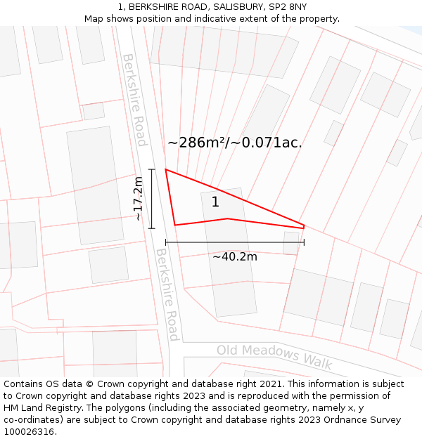 1, BERKSHIRE ROAD, SALISBURY, SP2 8NY: Plot and title map