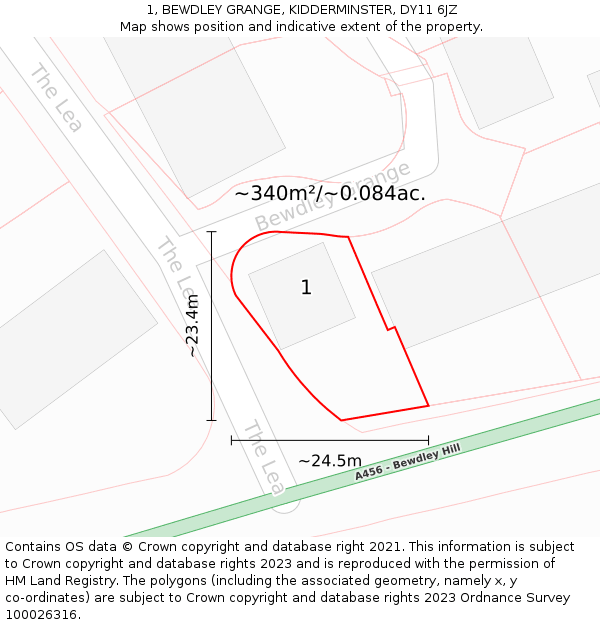 1, BEWDLEY GRANGE, KIDDERMINSTER, DY11 6JZ: Plot and title map