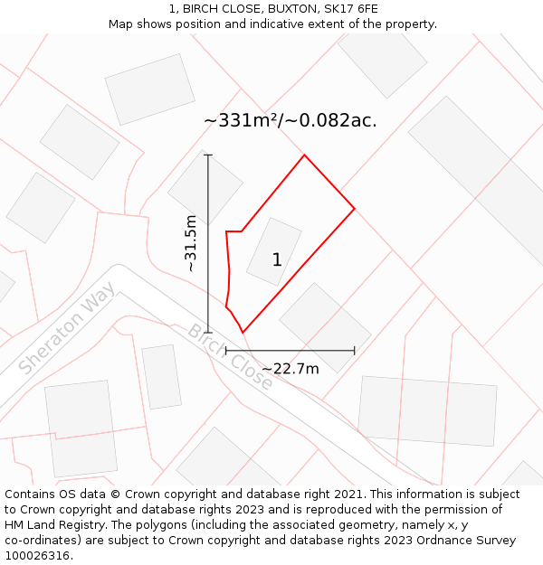 1, BIRCH CLOSE, BUXTON, SK17 6FE: Plot and title map