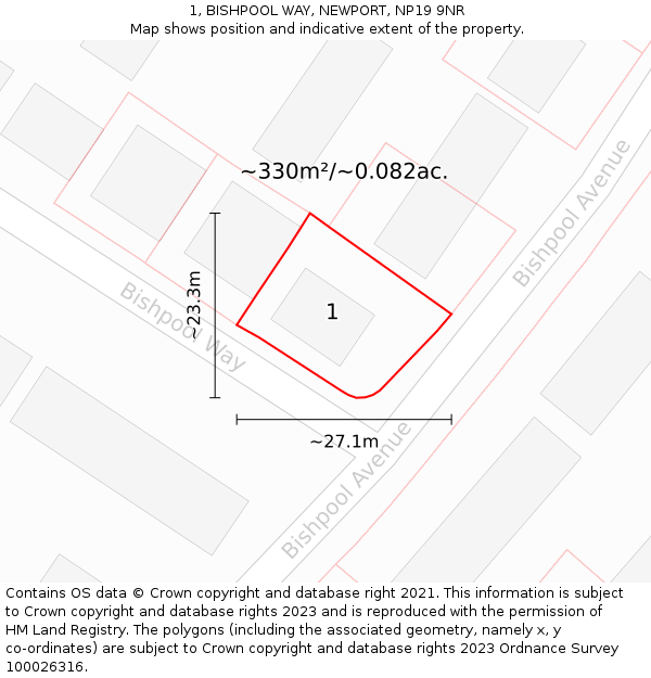 1, BISHPOOL WAY, NEWPORT, NP19 9NR: Plot and title map