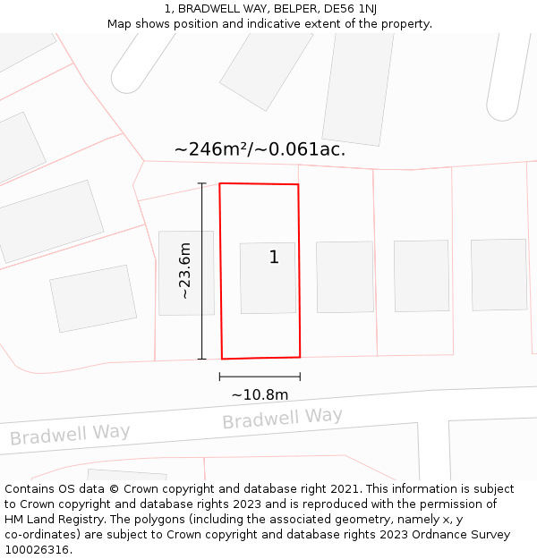 1, BRADWELL WAY, BELPER, DE56 1NJ: Plot and title map