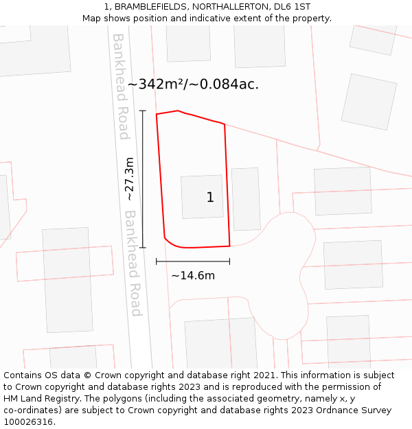 1, BRAMBLEFIELDS, NORTHALLERTON, DL6 1ST: Plot and title map