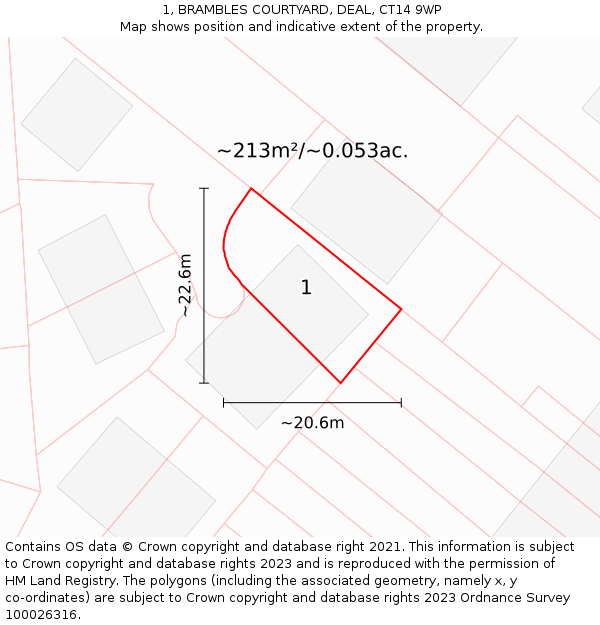 1, BRAMBLES COURTYARD, DEAL, CT14 9WP: Plot and title map