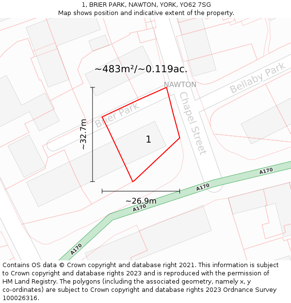 1, BRIER PARK, NAWTON, YORK, YO62 7SG: Plot and title map