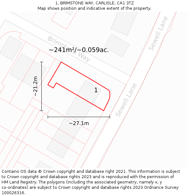 1, BRIMSTONE WAY, CARLISLE, CA1 3TZ: Plot and title map