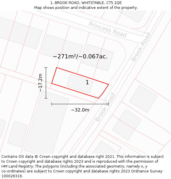 1, BROOK ROAD, WHITSTABLE, CT5 2QE: Plot and title map