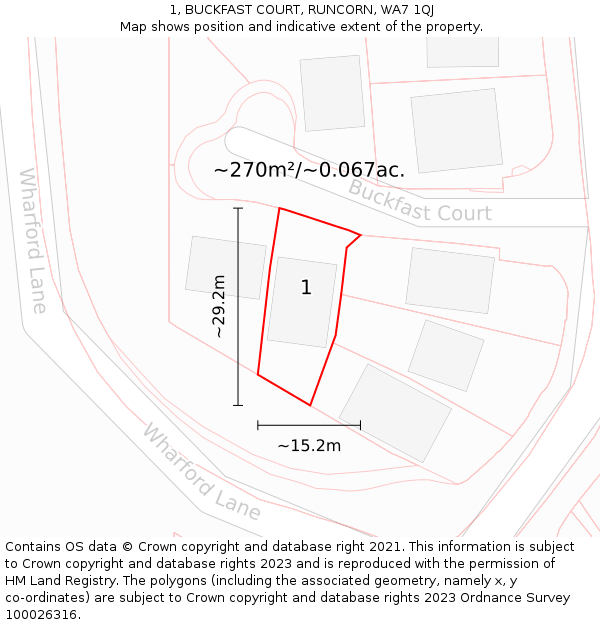 1, BUCKFAST COURT, RUNCORN, WA7 1QJ: Plot and title map