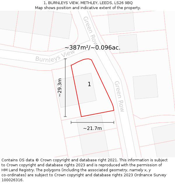 1, BURNLEYS VIEW, METHLEY, LEEDS, LS26 9BQ: Plot and title map