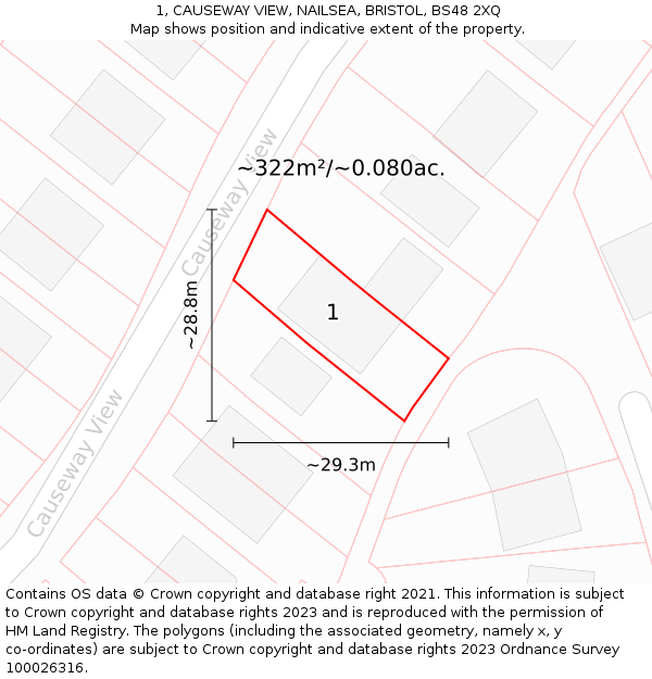 1, CAUSEWAY VIEW, NAILSEA, BRISTOL, BS48 2XQ: Plot and title map