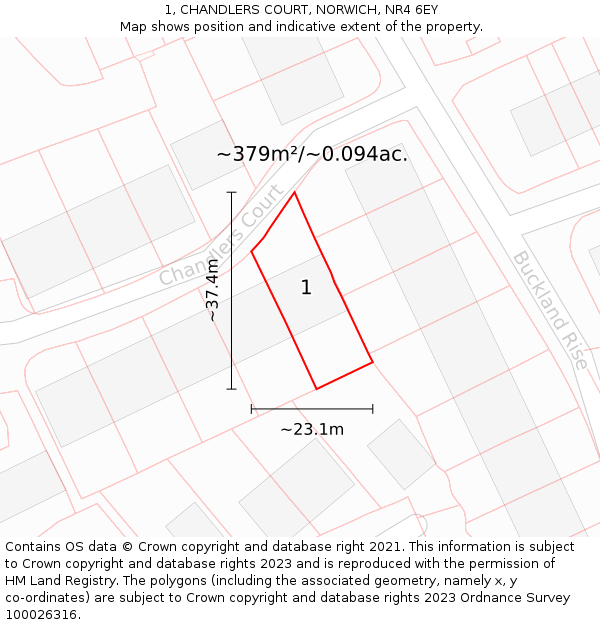 1, CHANDLERS COURT, NORWICH, NR4 6EY: Plot and title map