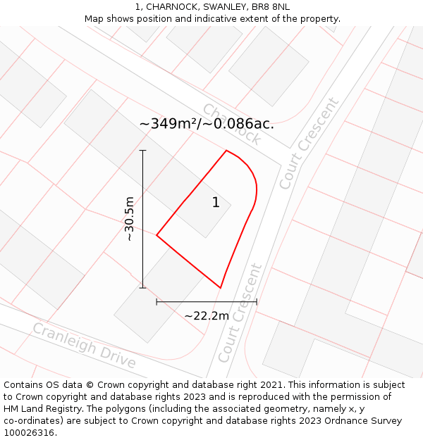 1, CHARNOCK, SWANLEY, BR8 8NL: Plot and title map