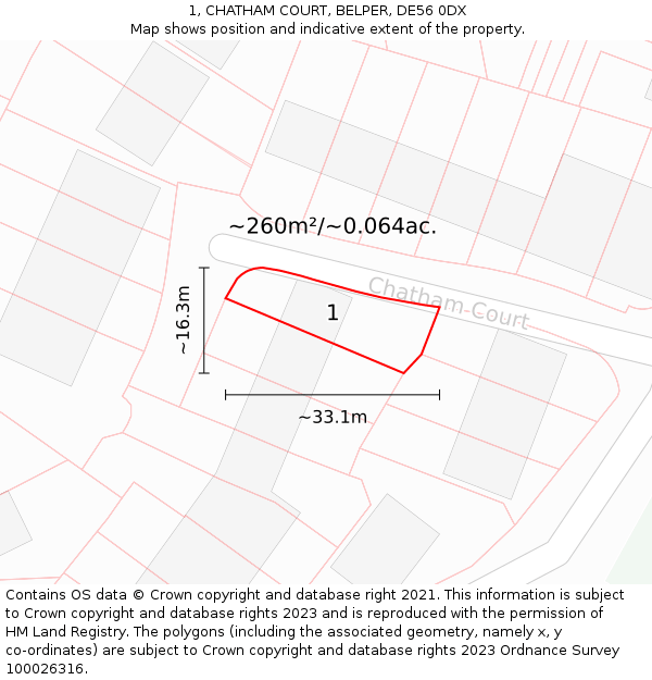 1, CHATHAM COURT, BELPER, DE56 0DX: Plot and title map