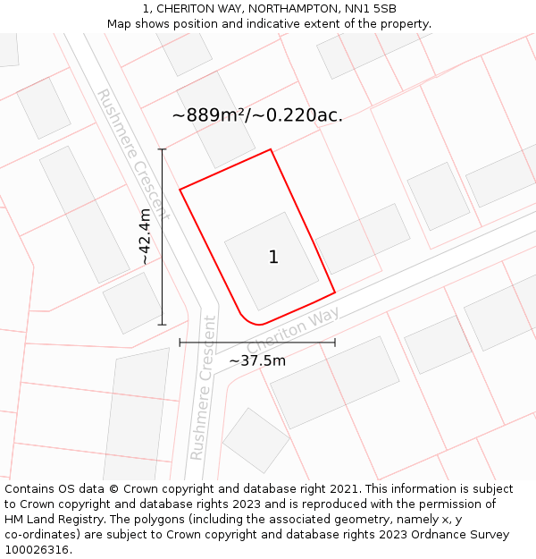 1, CHERITON WAY, NORTHAMPTON, NN1 5SB: Plot and title map