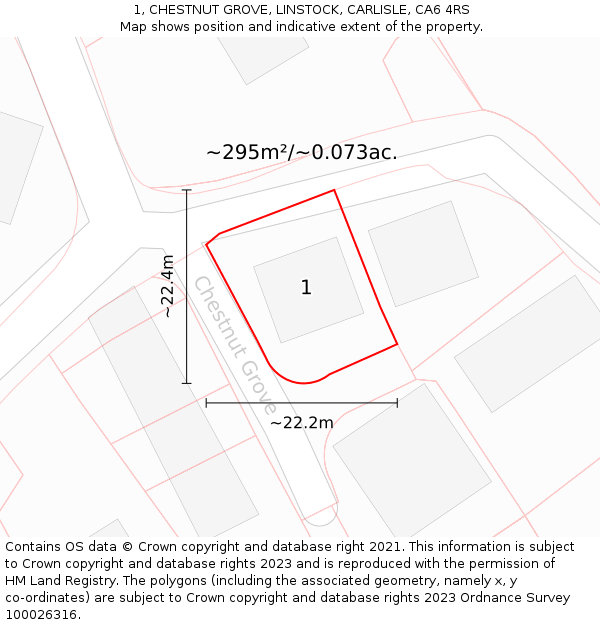 1, CHESTNUT GROVE, LINSTOCK, CARLISLE, CA6 4RS: Plot and title map