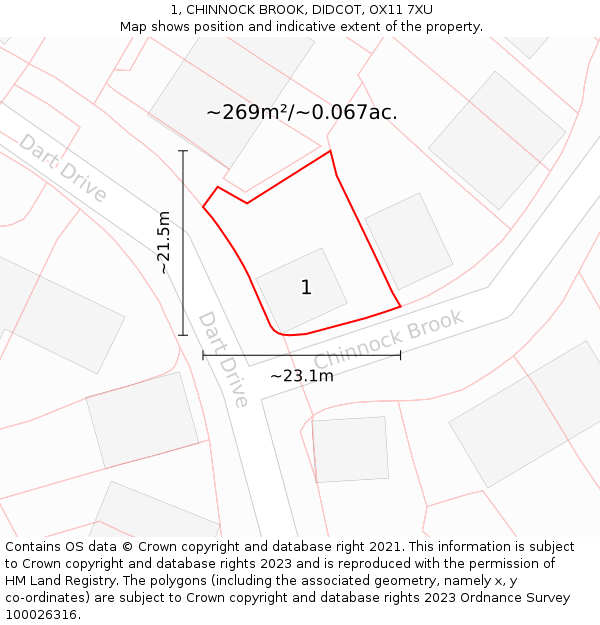 1, CHINNOCK BROOK, DIDCOT, OX11 7XU: Plot and title map