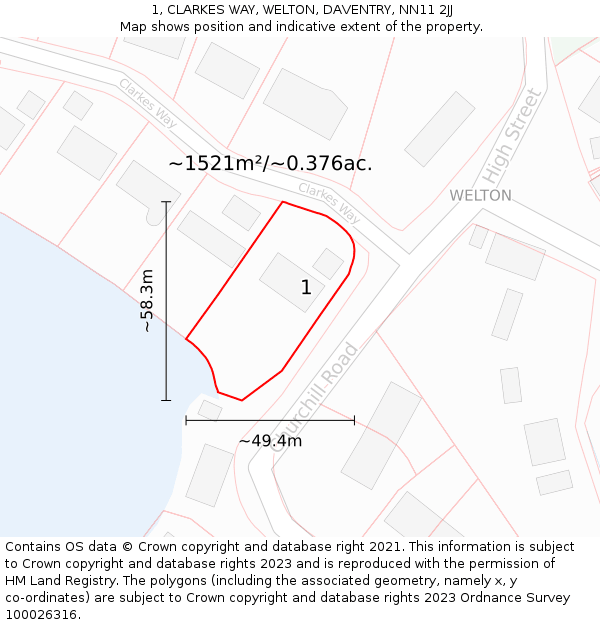 1, CLARKES WAY, WELTON, DAVENTRY, NN11 2JJ: Plot and title map