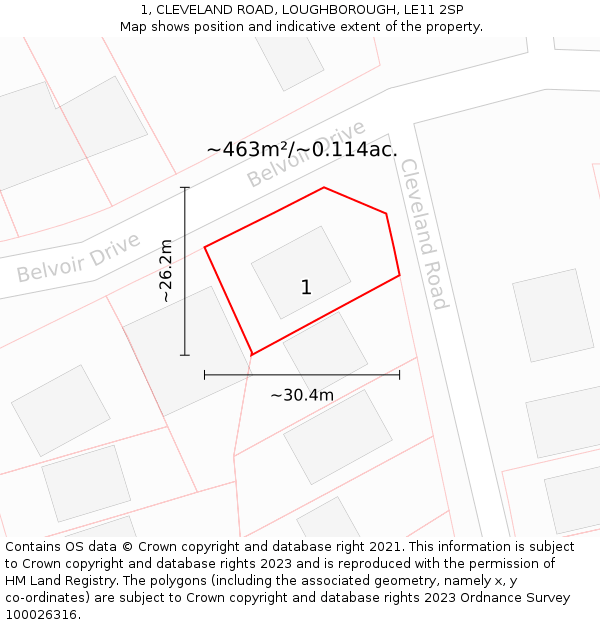 1, CLEVELAND ROAD, LOUGHBOROUGH, LE11 2SP: Plot and title map