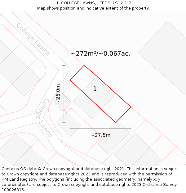 1, COLLEGE LAWNS, LEEDS, LS12 3LP: Plot and title map