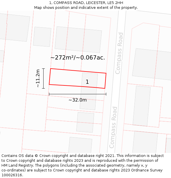 1, COMPASS ROAD, LEICESTER, LE5 2HH: Plot and title map