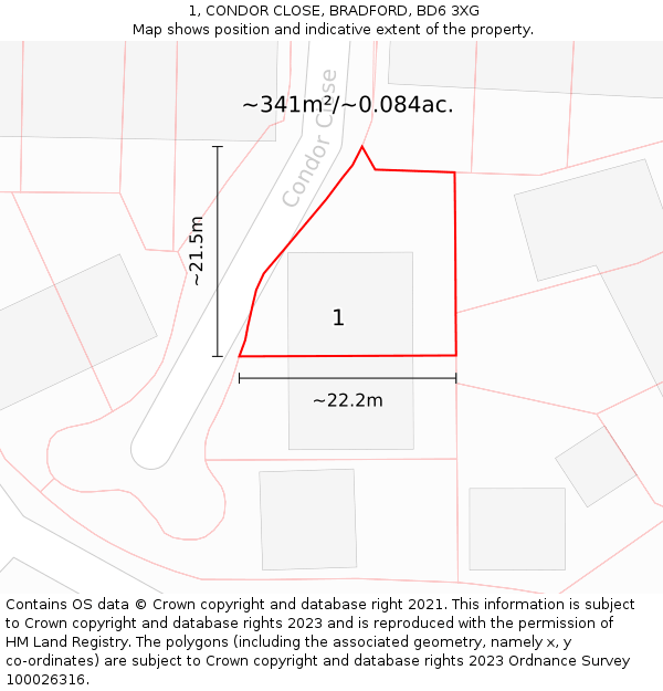 1, CONDOR CLOSE, BRADFORD, BD6 3XG: Plot and title map
