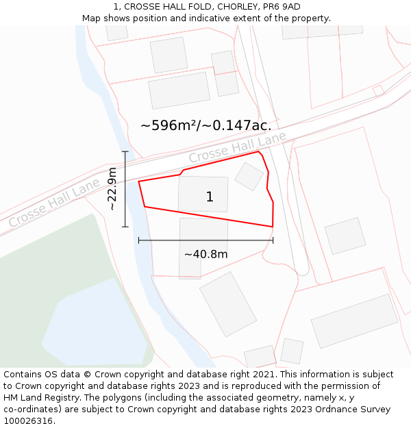 1, CROSSE HALL FOLD, CHORLEY, PR6 9AD: Plot and title map