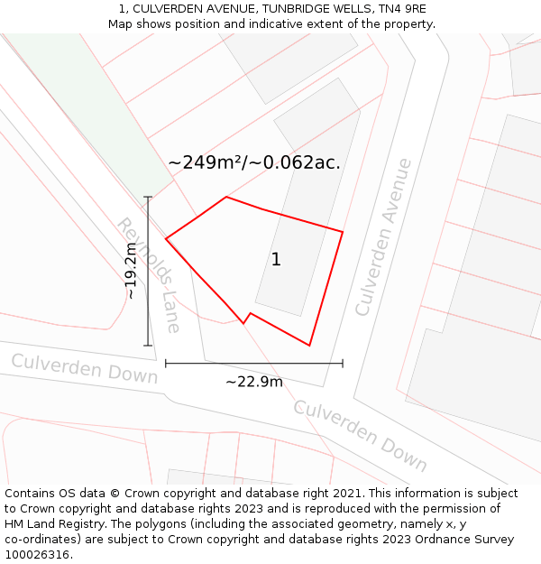 1, CULVERDEN AVENUE, TUNBRIDGE WELLS, TN4 9RE: Plot and title map